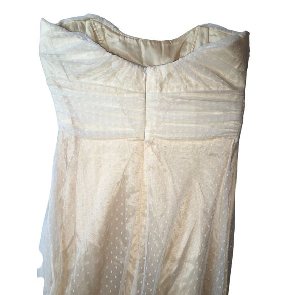 Jim Hjelm Occasions Prom Dress 80's Inspired Strapless Lace Overlay Pale Yellow - Picture 12 of 13